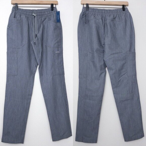 [SET] NWT Jaanuu 3-Pocket Scrub Top S Heathered Grey Slim 8 Pocket Cargo Pant XS - Picture 9 of 14